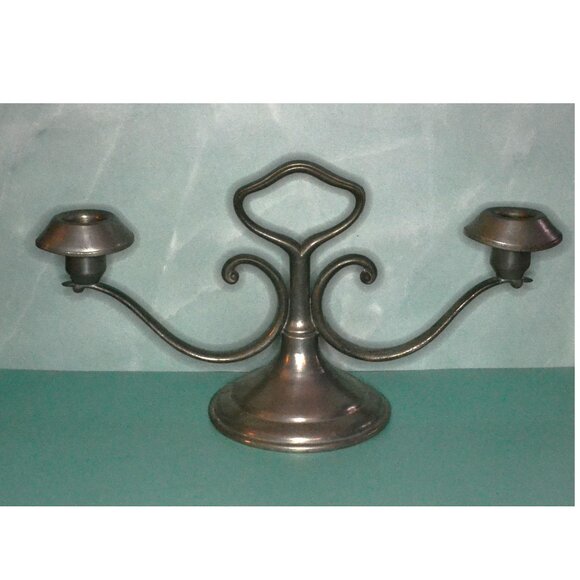 Continental Pewter Pair Of Candleholders Nicely Designed Home Decor - Picture 2 of 10